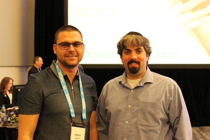 On the photo Barry Schwartz from Rusty Brick and Nikola Minkov from Serpact after a conversation at SMX West