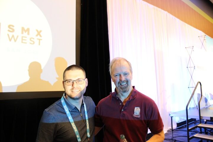 On the photo Eric Enge from Stone Temple and Nikola Minkov from Serpact after a conversation at SMX West