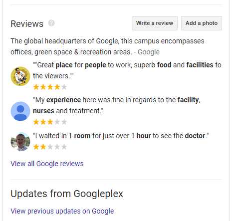google stars with reviews in local knowledge panel 1612369648