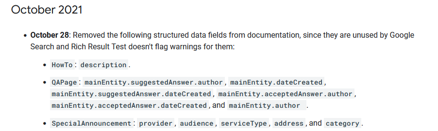 Google обяви, че е премахнал няколко полета за структурираните данни в помощната документация